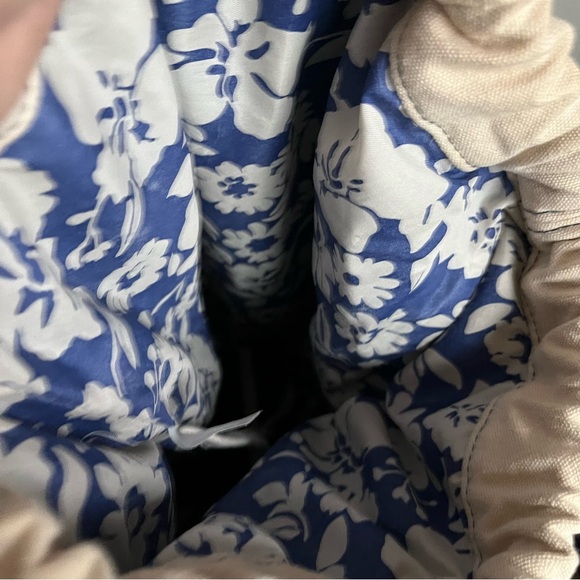 Unbranded Blue Denim Unisex Medium Backpack Cream Straps Trim Zip Pouch Included - Picture 5 of 7